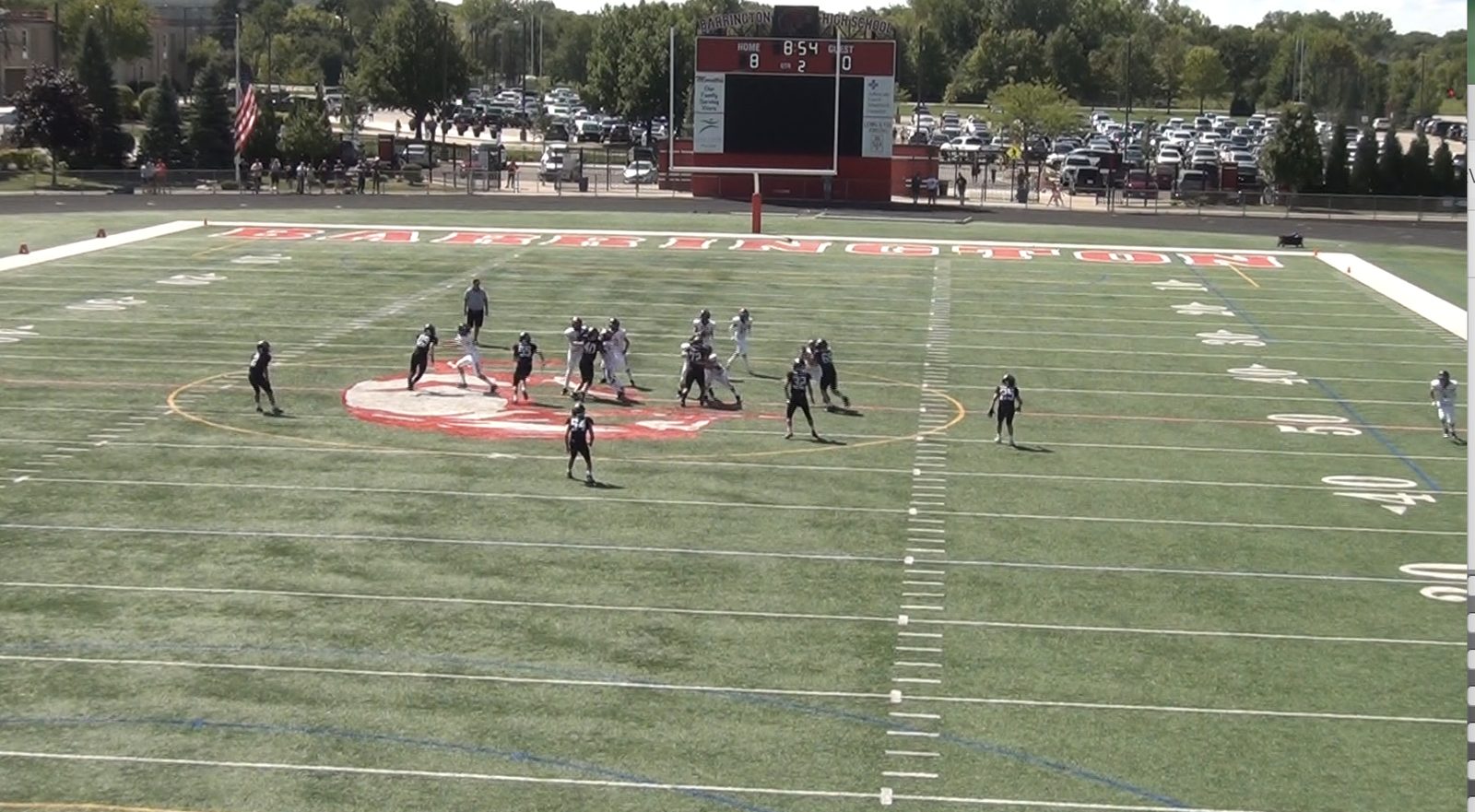 Aerial view of a youth football game